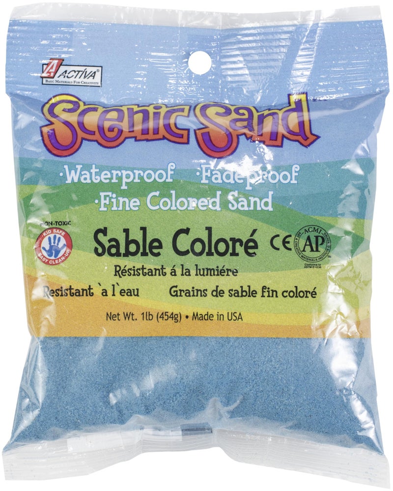 Activa Light Blue Scenic Colored Sand, 1lb (454g) | Vibrant, Fine Grain Colorfast Sand for Arts & Crafts